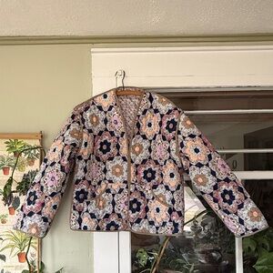 Quilted Floral Patchwork Reversible Jacket/Vest - Pink & Navy